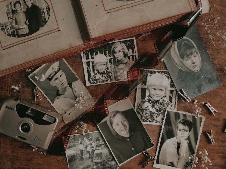 Close-Up Shot Of Vintage Photos