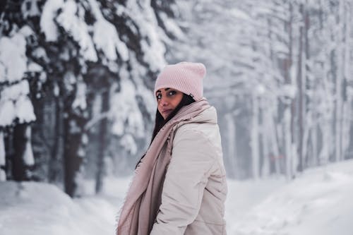 A Woman in Beige Winter Coat 