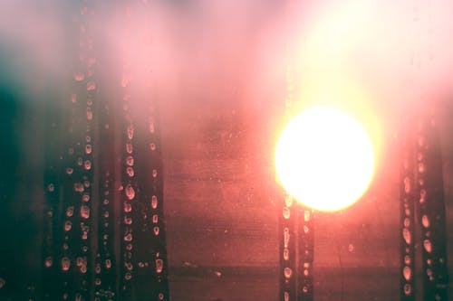 бесплатная Фотография солнца через мокрое окно Стоковое фото