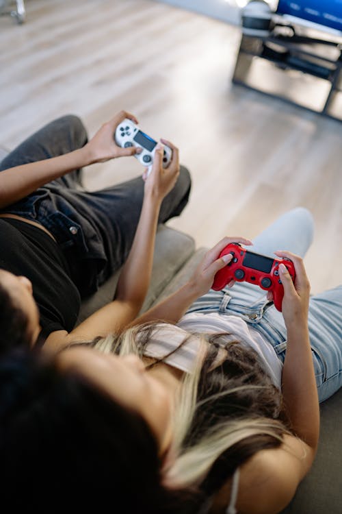 Two People Playing a Video Game