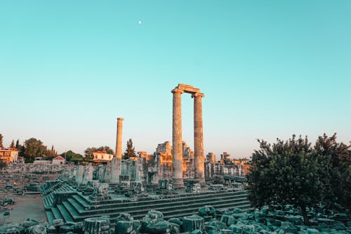 Concrete Pillars Under the Blue Sky