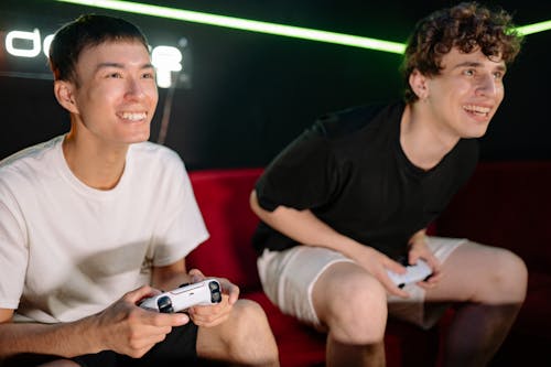 Men Playing Video Game Together