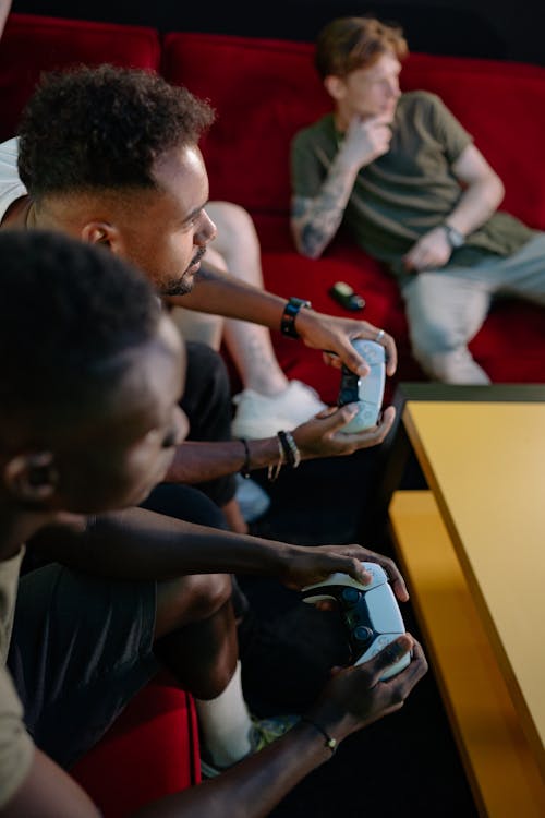 Free Friends Playing Video Game Stock Photo