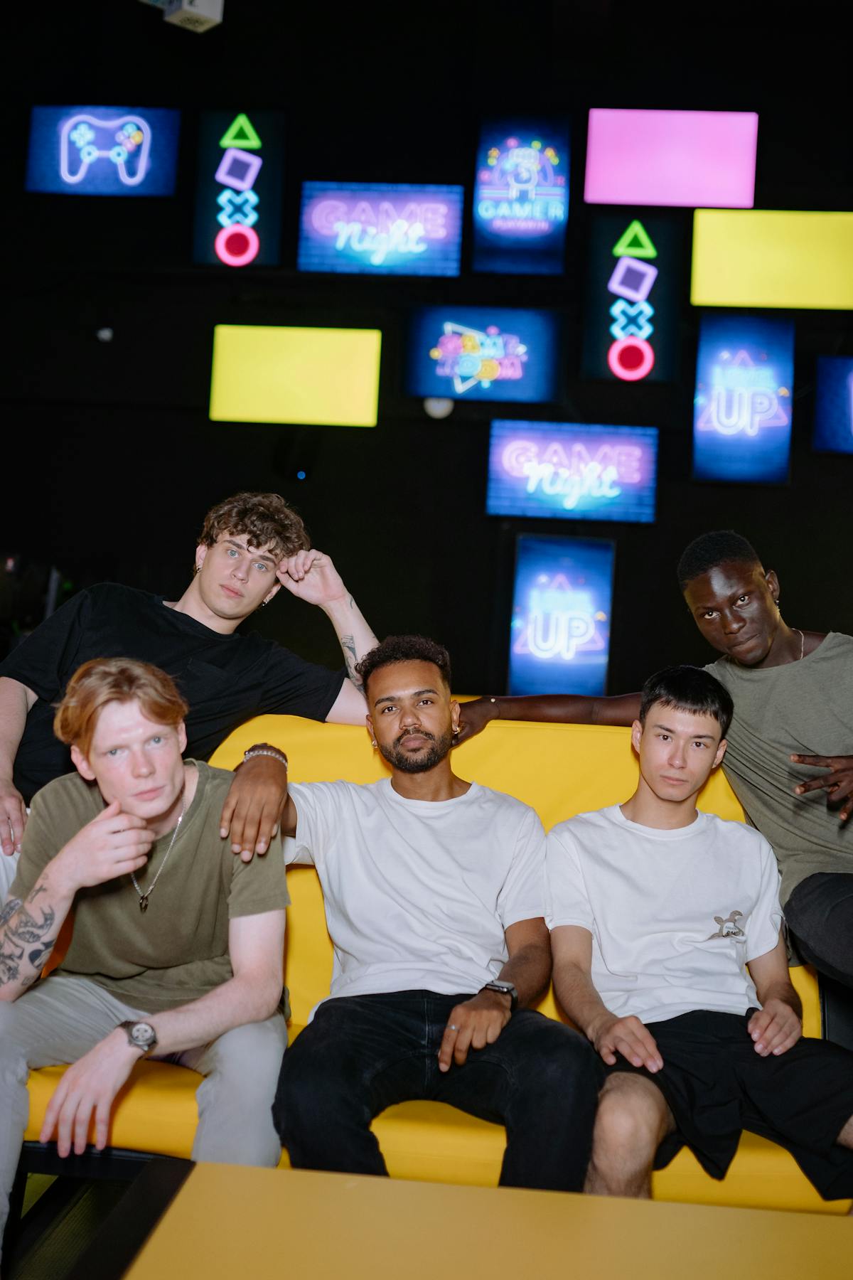 Close-up of retro gaming controllers on a table