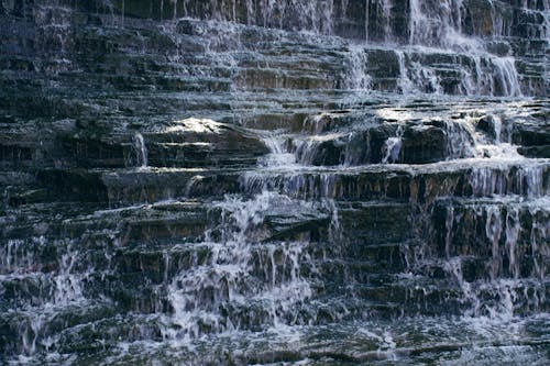 Waterfalls on Gray Rock Formation