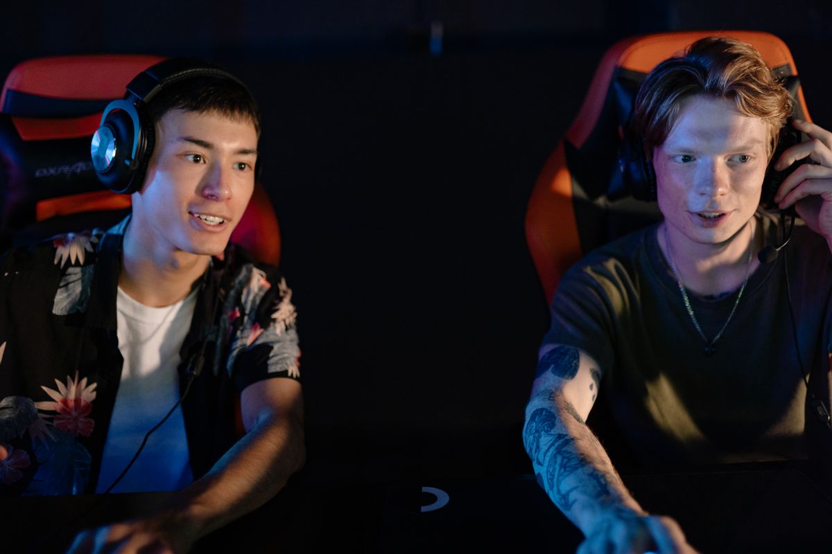 Gaming friends sharing a community moment