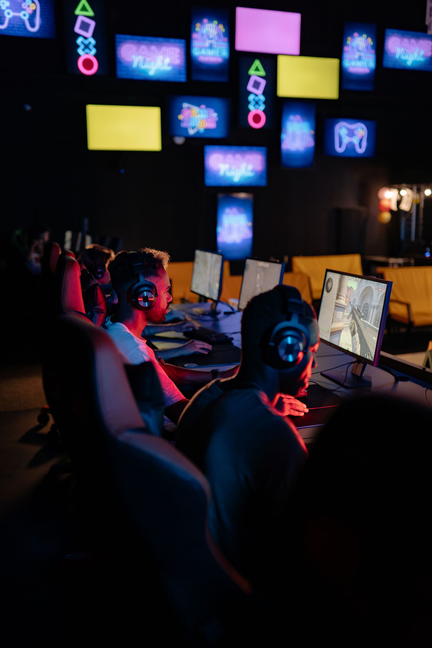Players at gaming stations