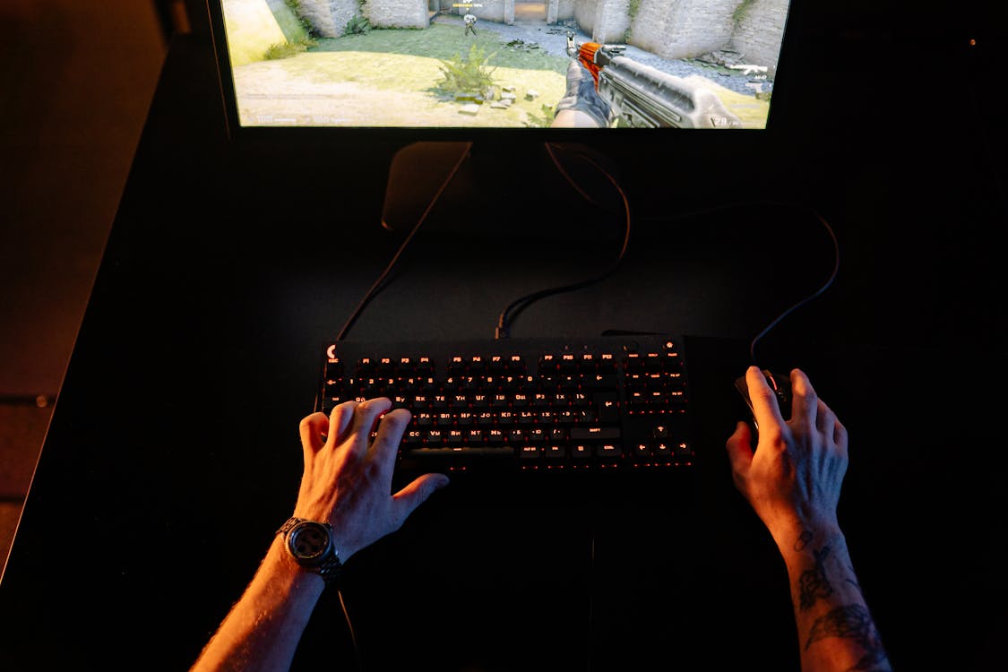 A Person Playing Computer Games