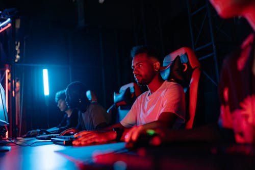 Group of People Playing Computer