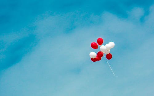Free White and Red Balloons Stock Photo