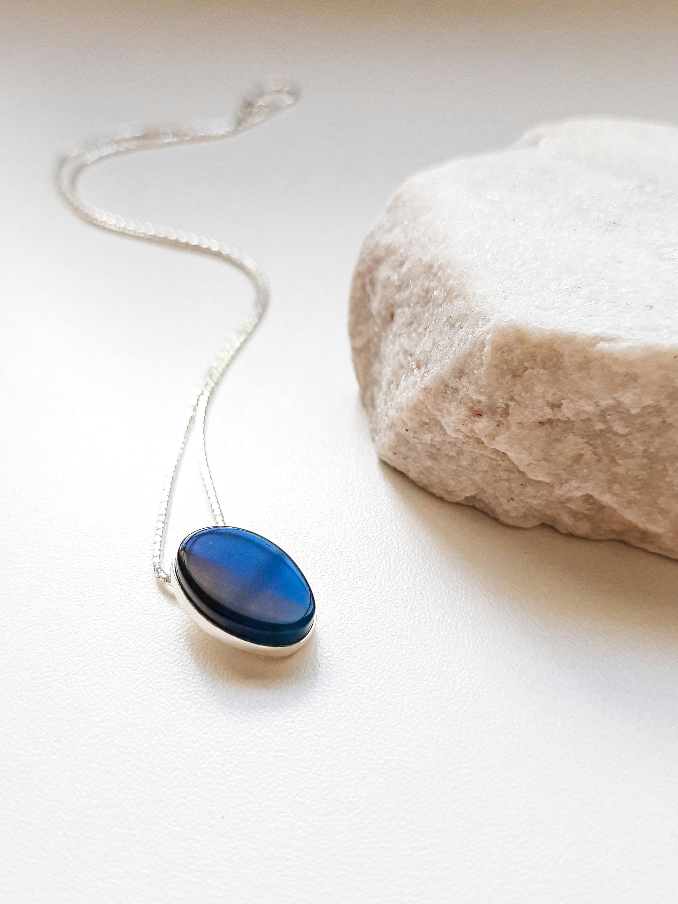 Blue Chalcedony Necklace - Gemstone Charm Necklace - Urban Carats