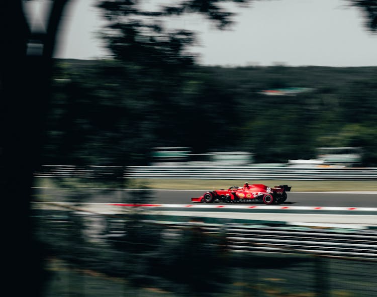 A F1 Car On A Racing Track