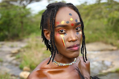 A Woman Wearing Face Paint