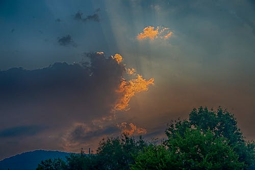 Free stock photo of clouds, early sunrise, rays of sun