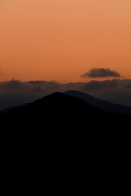 Silhouette of a Mountain during Sunset