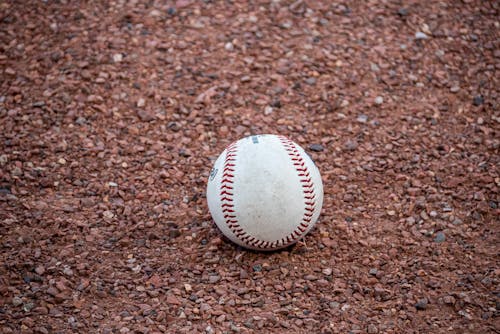 Close-Up Shot of a Baseball on the Ground