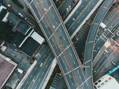 Free Aerial View of Flyover Roads Stock Photo