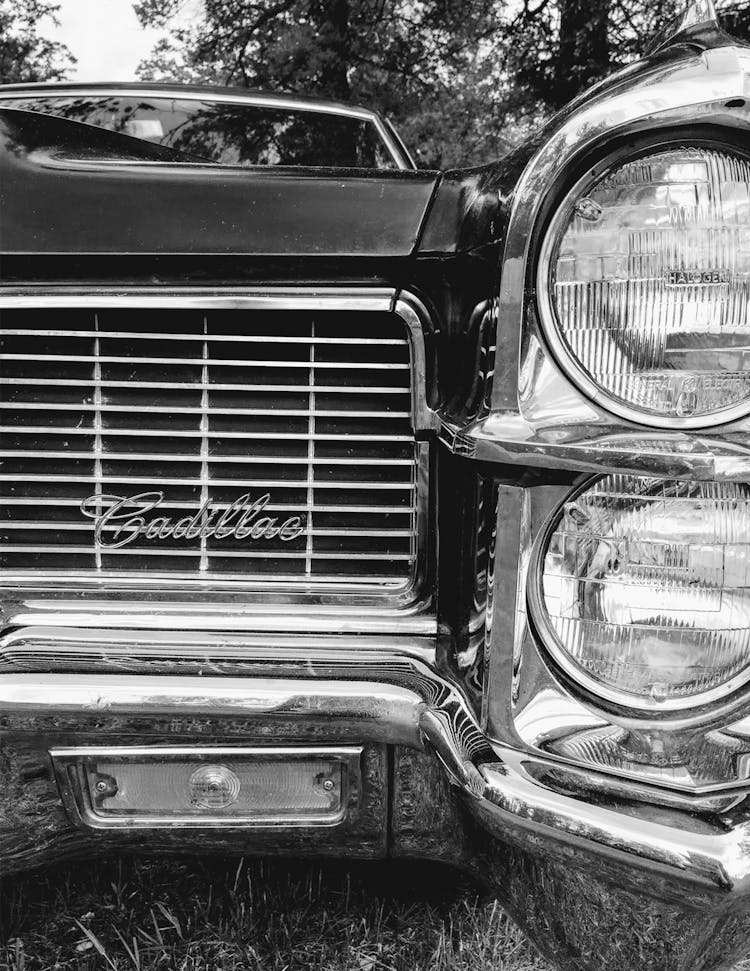 Close Up Shot Of A Cadillac Headlight