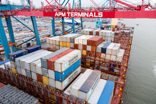 Immagine gratuita di cargo container, gru del porto, nave