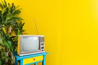 Gray Crt Tv on Brown Wooden Table