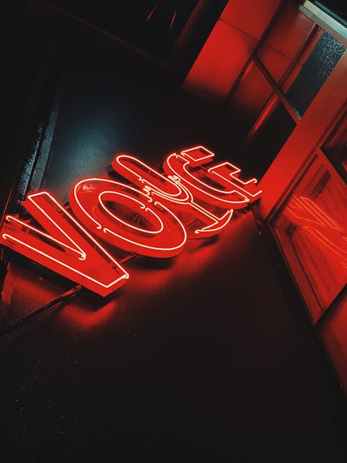 Voice Neon Signage on a Black Wall