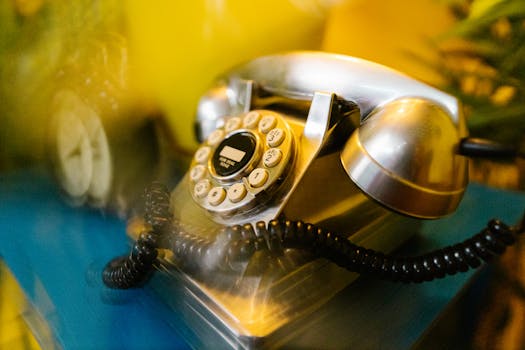 
A Close-Up Shot of a Vintage Telephone