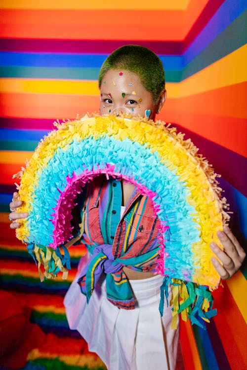 Girl Holding a DIY Rainbow 