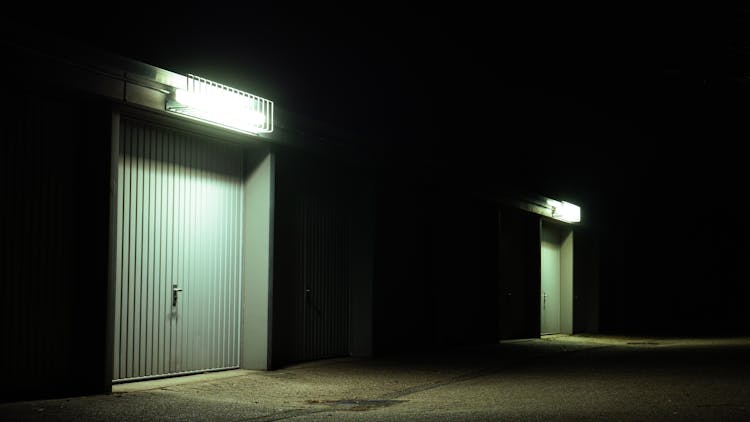 Garage Doors At Night