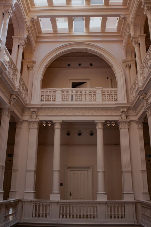 Free Intricate neoclassical architecture with columns and arches in an İstanbul landmark building. Stock Photo
