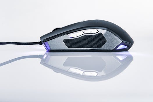Sleek wired gaming mouse featuring ergonomic design and LED accents for efficient and stylish gaming experience.
