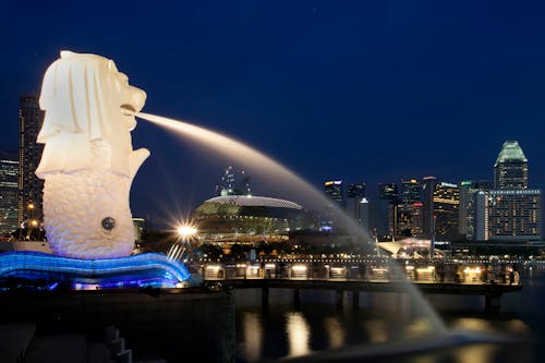 Fountain in the City during Night Time