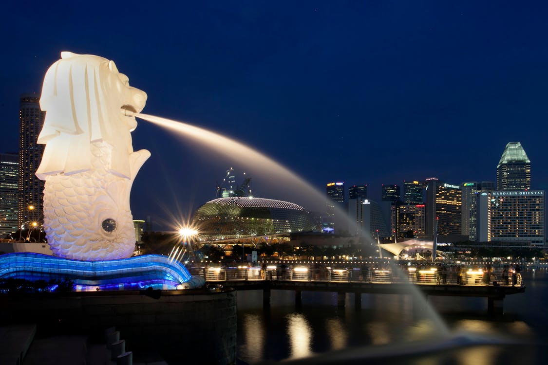 Fountain in the City during Night Time