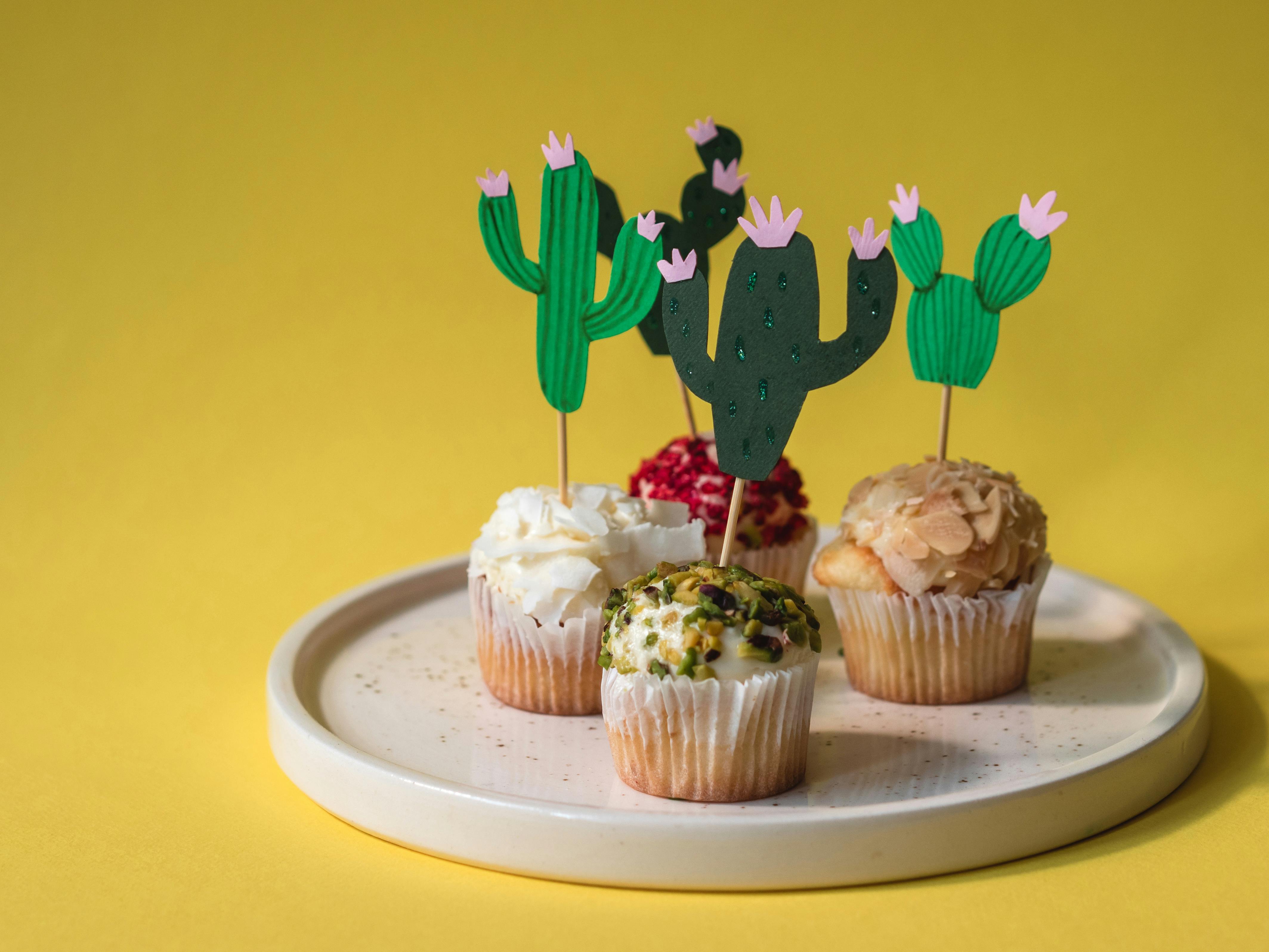 cupcakes on white ceramic plate