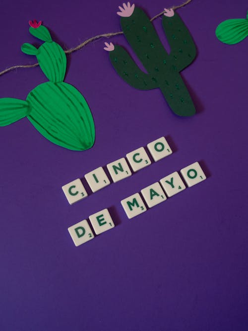 White Scrabble Tiles on Purple Background