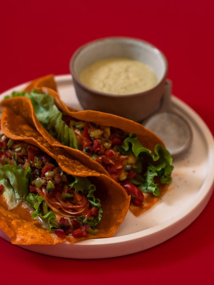 A Tacos On A Ceramic Plate