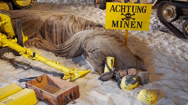 German Language Warning Sign About a Landmines