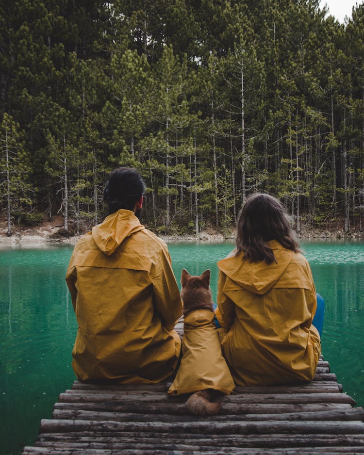 A Couple Sitting On Wooden Dock