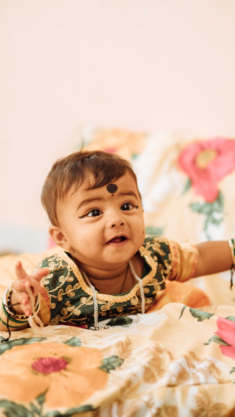 A Baby In Floral Dress