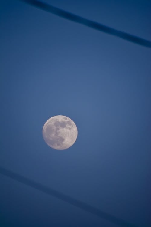 Безкоштовне стокове фото на тему «блакитне небо, вертикальні постріл, повний місяць»