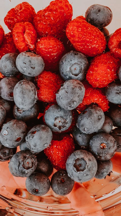 Free Berries in Clear Glass Bowl Stock Photo