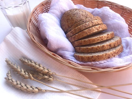 Free stock photo of bread, milk, wheat