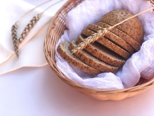 Wheat Bread in a Woven Basket 