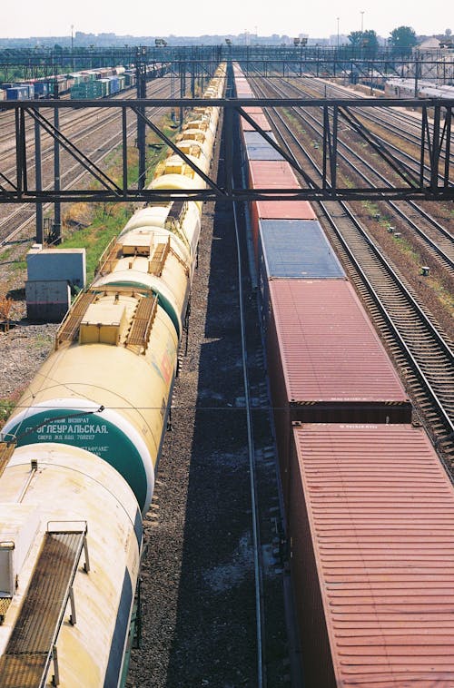 Freight Train on Railway Tracks