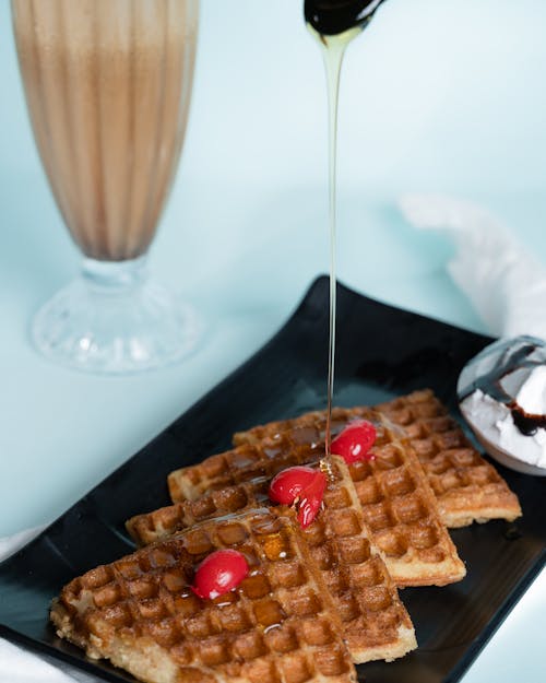Free Waffles on a Plate  Stock Photo
