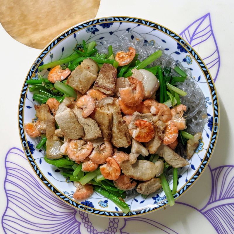 Vietnamese Bánh Cuốn (Rolled Pancakes) with Pork and Shrimp