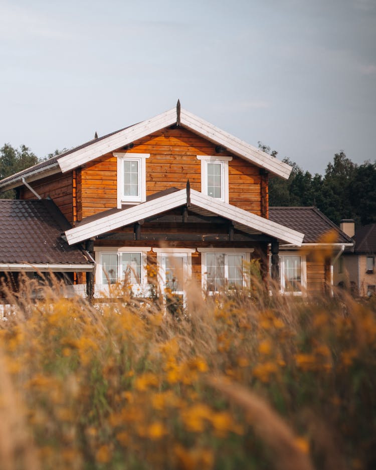 Country House Behind Field