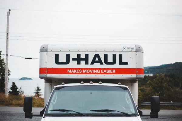 U-Haul moving truck parked on roadside