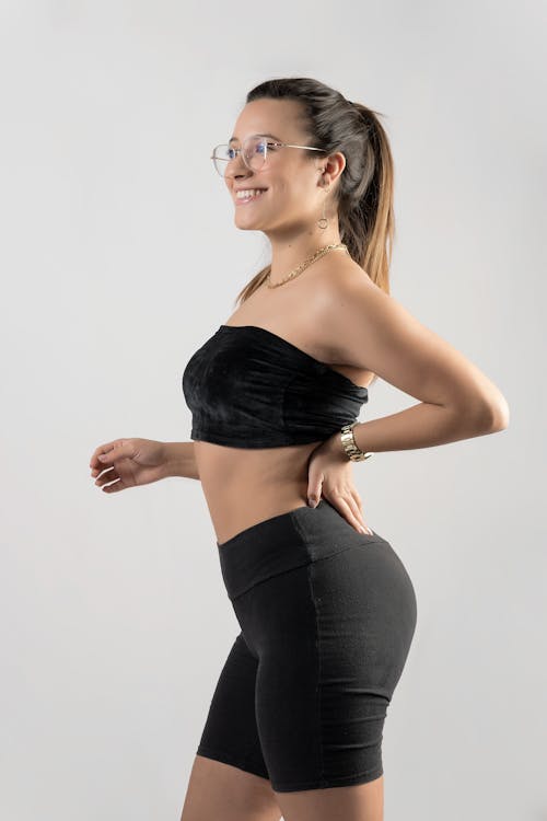 A Woman in Black Tube Top