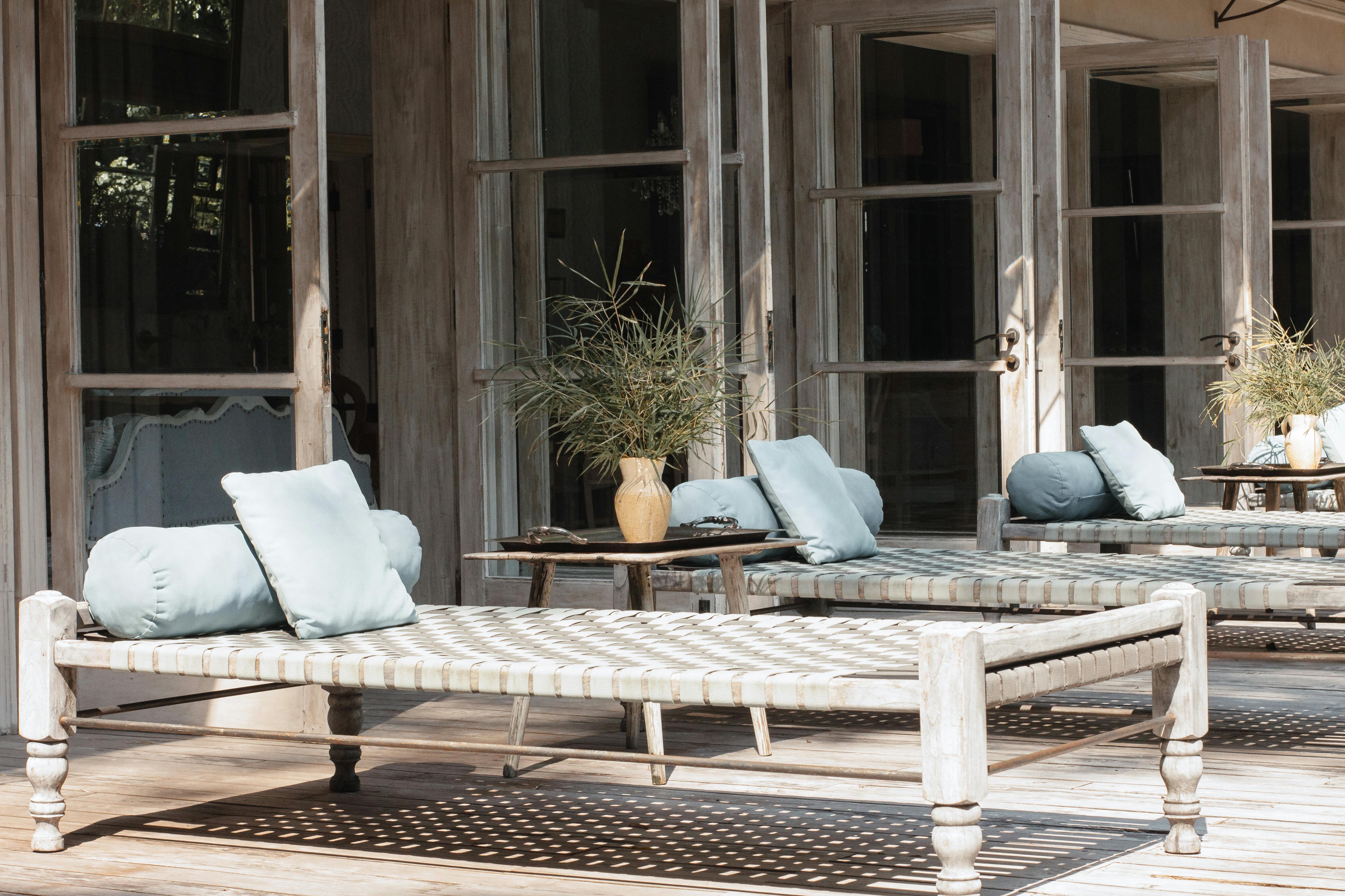 Blue Pillows on Sun Loungers · Free Stock Photo