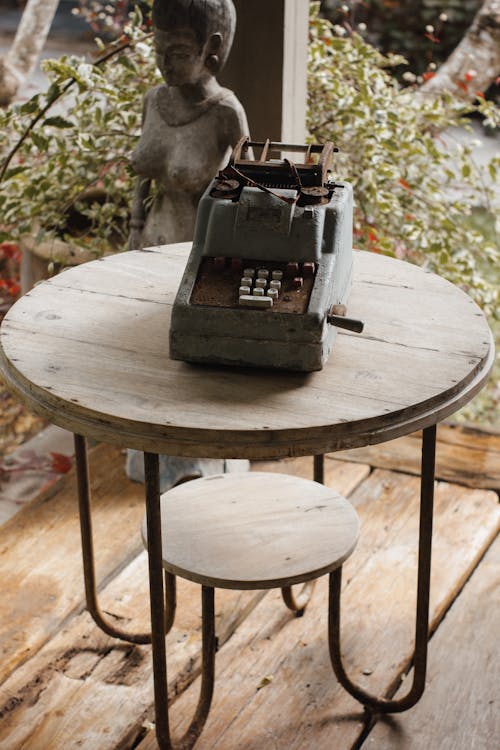 Vintage Telephone on Brown Wooden Table